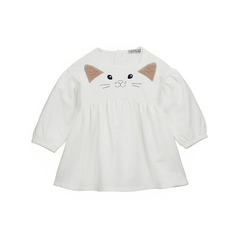 Original Marines, Italy – FURRY CAT-EARED FLEECE DRESS - LITTLE GIRL DRESSES